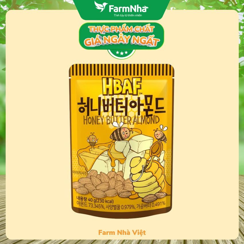 Hạt Hạnh Nhân Tẩm Bơ Mật Ong HBAF 40g - Sản phẩm Must try - Must Buy tại Hàn Quốc