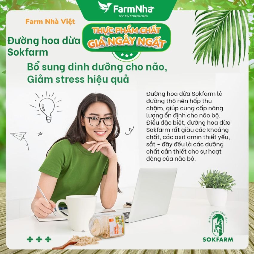 (Combo 5) Đường hoa dừa Hữu Cơ Sokfarm Túi 300gr - Chỉ số đường huyết thấp, tăng cường sức khỏe