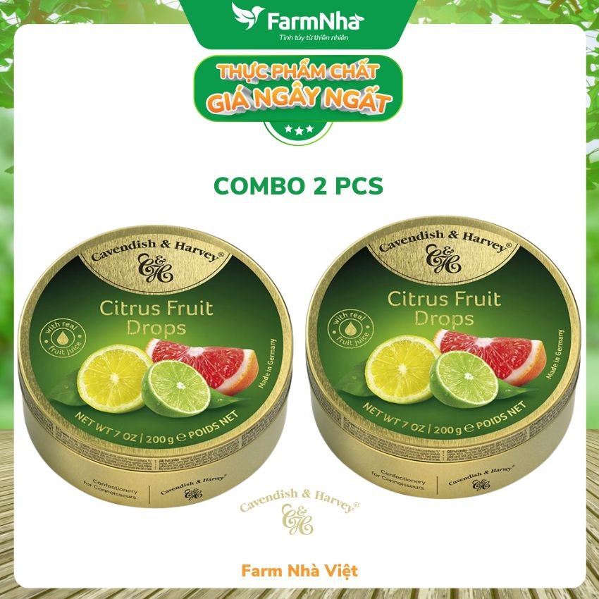 (Combo 2 hộp) Kẹo trái cây Cavendish & Harvey Vị Citrus 200g - Sản phẩm nhập khẩu từ Đức