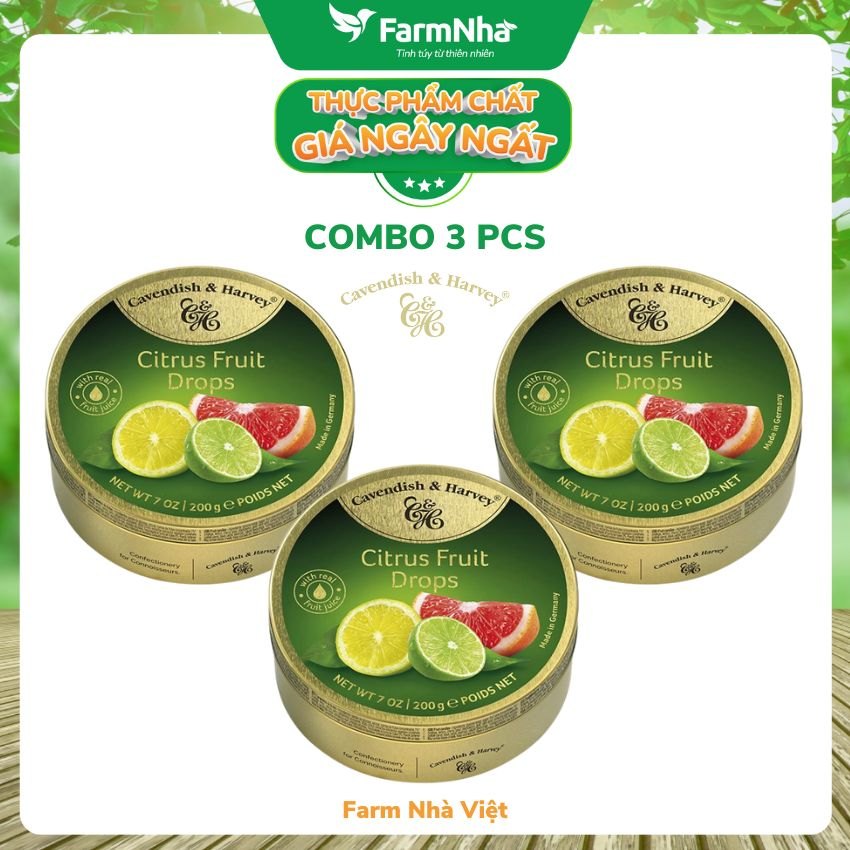 (Combo 3 Hộp) Kẹo trái cây Cavendish & Harvey Vị Citrus 200g - Sản phẩm nhập khẩu từ Đức