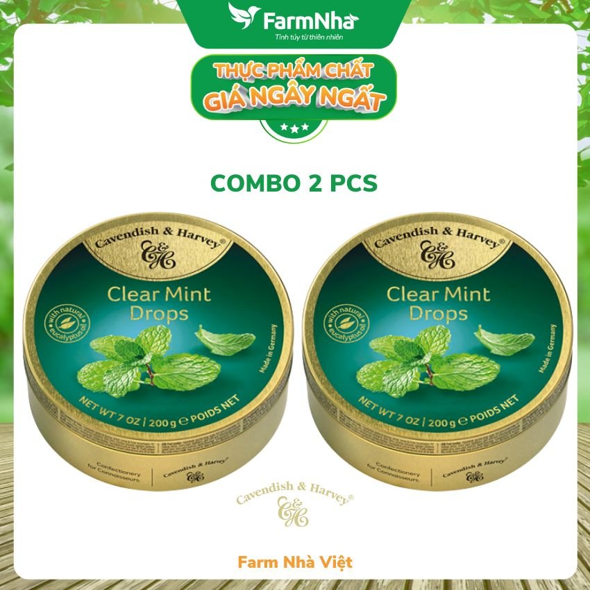 (Combo 2 hộp) Kẹo Cavendish & Harvey vị CLEAR MINT 200gr - Hương vị tuyệt vời từ Đức