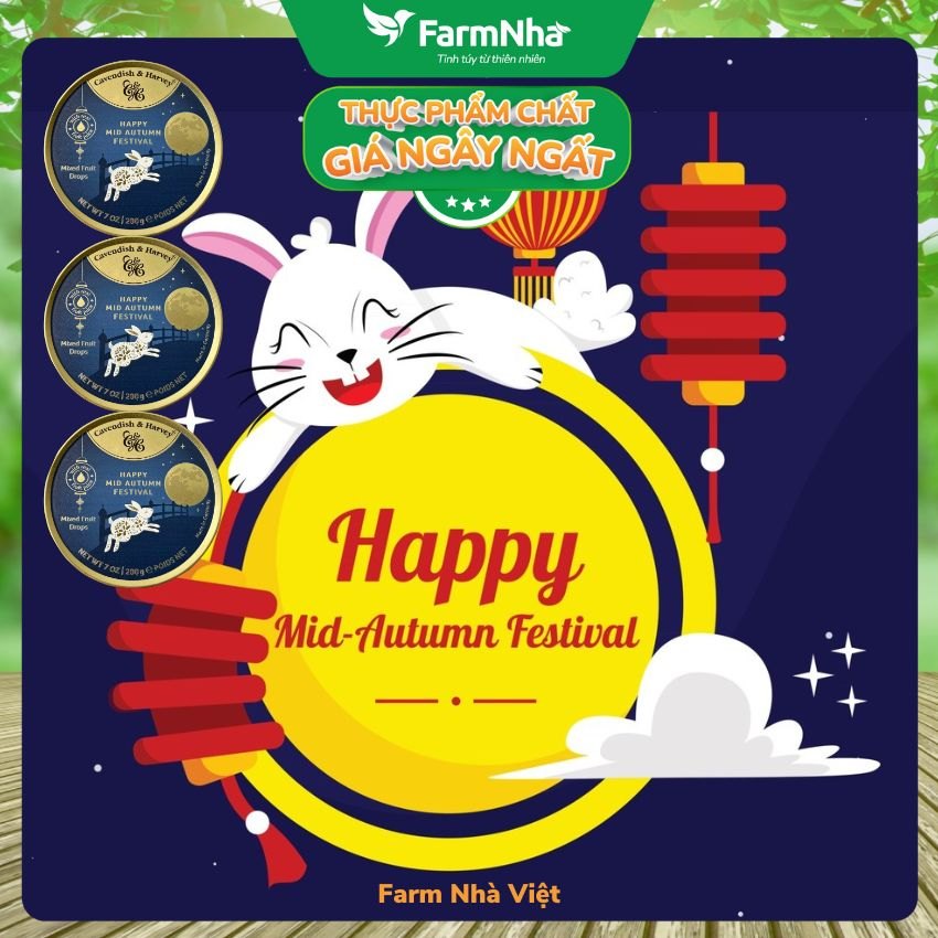 (Combo 3 hộp) Kẹo trái cây Cavendish & Harvey Vị Mixed Fruit 200g - Phiên Bản Happy Mid Autumn Festival Đặc Biệt