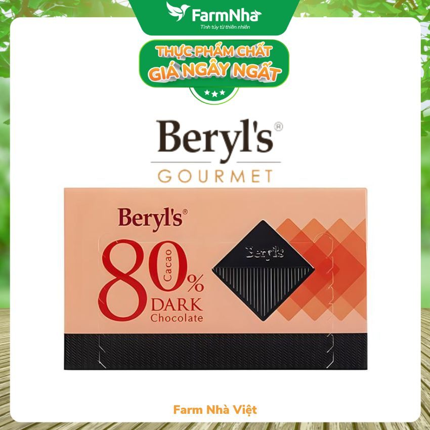 Socola Beryls 60g Dark Chocolate 80% Cacao - Thưởng thức hương vị cực đỉnh từ sô cô la đậm đà