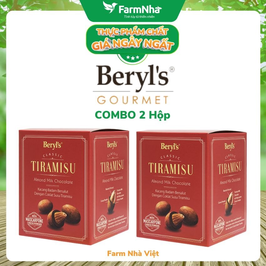 (Combo 2 Hộp) Socola Tiramisu Almond Milk Chocolate 100g Beryls - Socola sữa hạnh nhân hấp dẫn với bột phô mai mascarpone Ý