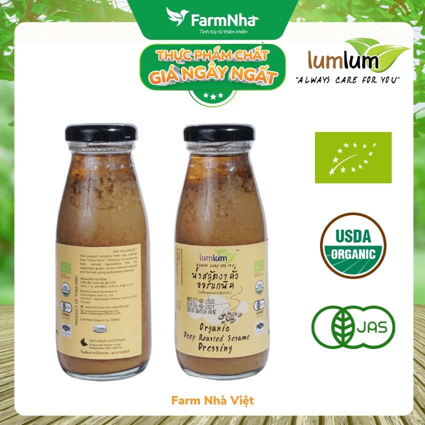 Sốt Mè Rang Hữu Cơ 175ml Lumlum Organic Deep Roasted Sesame Dressing - Hương Vị Châu Á Tuyệt Hảo