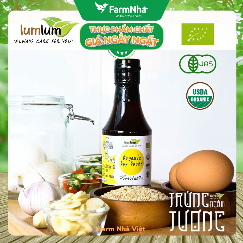 Nước Tương Đậu Nành Hữu Cơ Lumlum 200ml - Organic Soy Sauce Hương Vị Tự Nhiên Từ Thái Lan