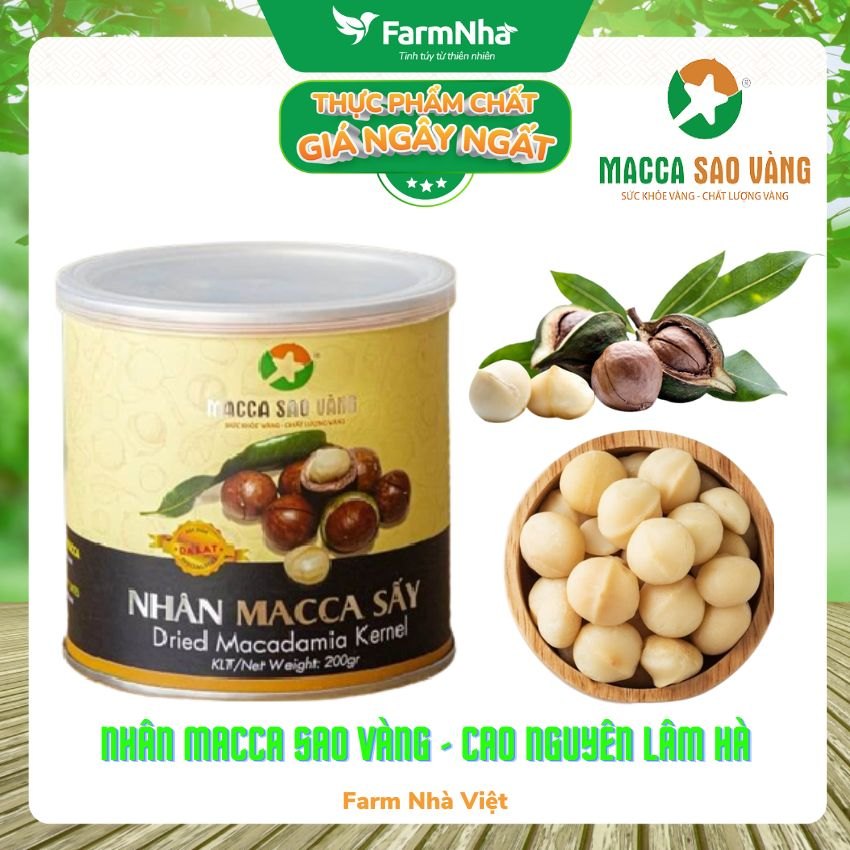 Nhân hạt Macca Sao Vàng 200gr Tuyển Chọn Đặc Biệt – Chất lượng tuyệt vời từ cao nguyên Lâm Hà, giúp cuộc sống khỏe mạnh