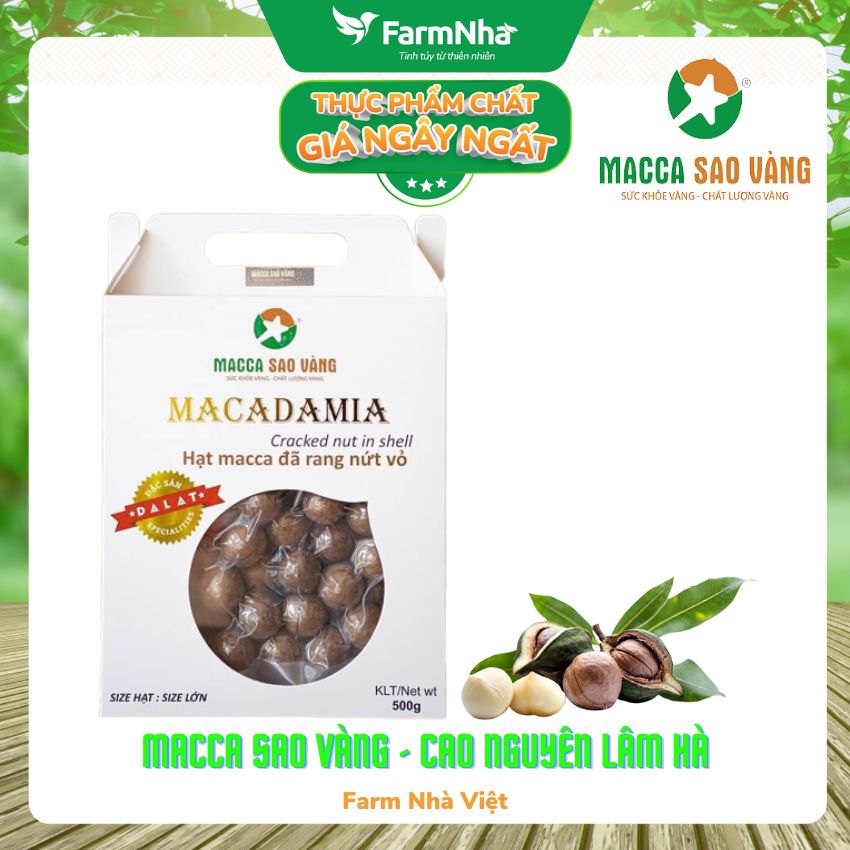 Macca Nứt Vỏ Sao Vàng hộp Trắng size lớn 25mm+ 500gr – Giúp cuộc sống khỏe mạnh