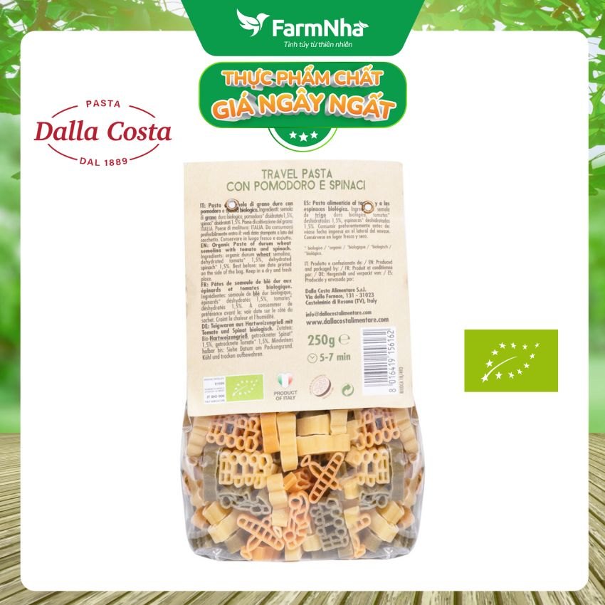 Nui Hữu Cơ Rau Củ Cho Bé Dalla Costa Hình Tàu Xe 250g - Dalla Costa Organic Baby Pasta Travel