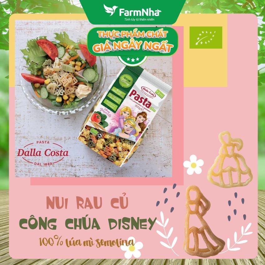 Nui Hữu Cơ Rau Củ Cho Bé Dalla Costa Hình Công Chúa DisNey 300g - Dalla Costa Organic Pasta Bio Disney Princess