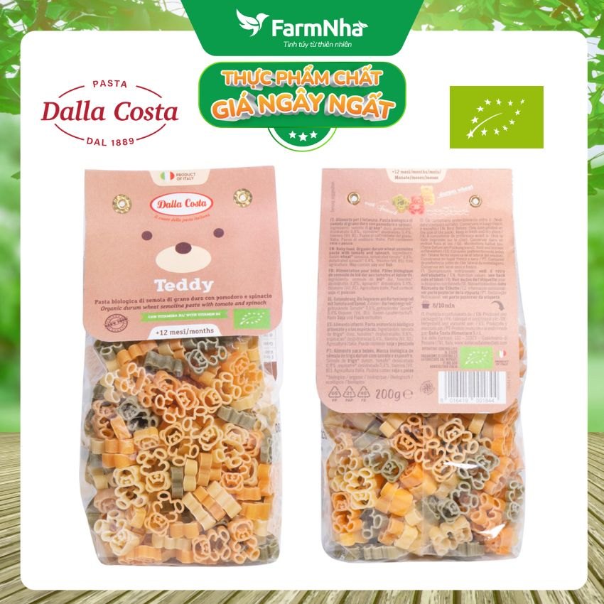 Nui Hữu Cơ Rau Củ Cho Bé Dalla Costa Hình Gấu 200g - Dalla Costa Organic Baby Pasta Teddy