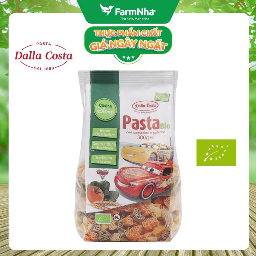 Nui Hữu Cơ Rau Củ Cho Bé Dalla Costa Hình Ô Tô 300g - Dalla Costa Organic Pasta Bio Disney Pixar Cars