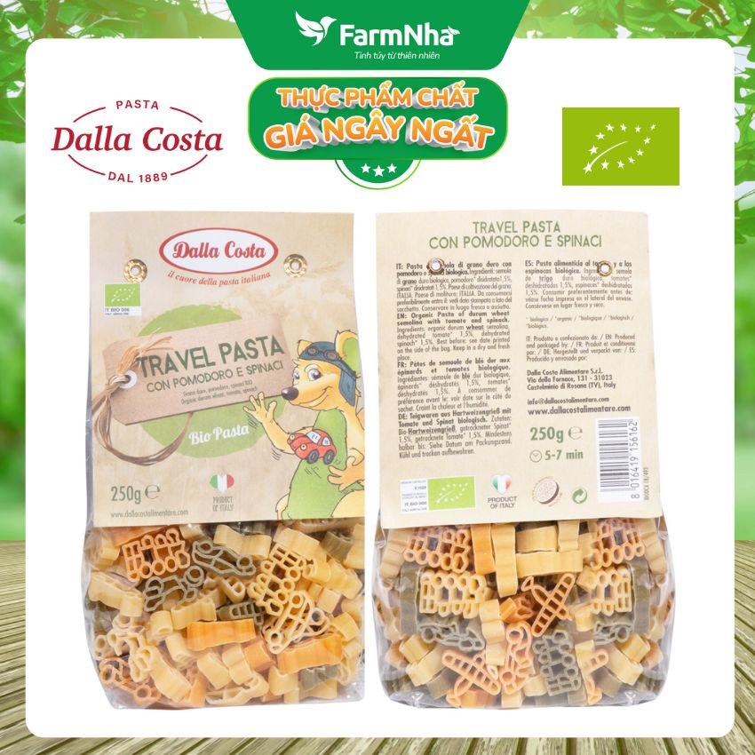 Nui Hữu Cơ Rau Củ Cho Bé Dalla Costa Hình Tàu Xe 250g - Dalla Costa Organic Baby Pasta Travel