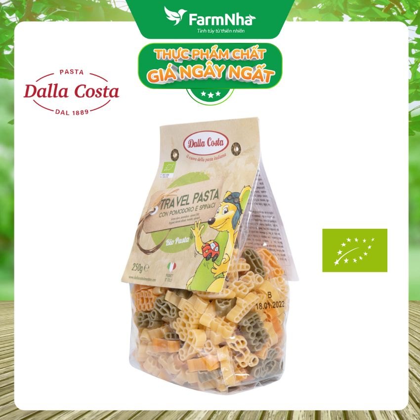 Nui Hữu Cơ Rau Củ Cho Bé Dalla Costa Hình Tàu Xe 250g - Dalla Costa Organic Baby Pasta Travel