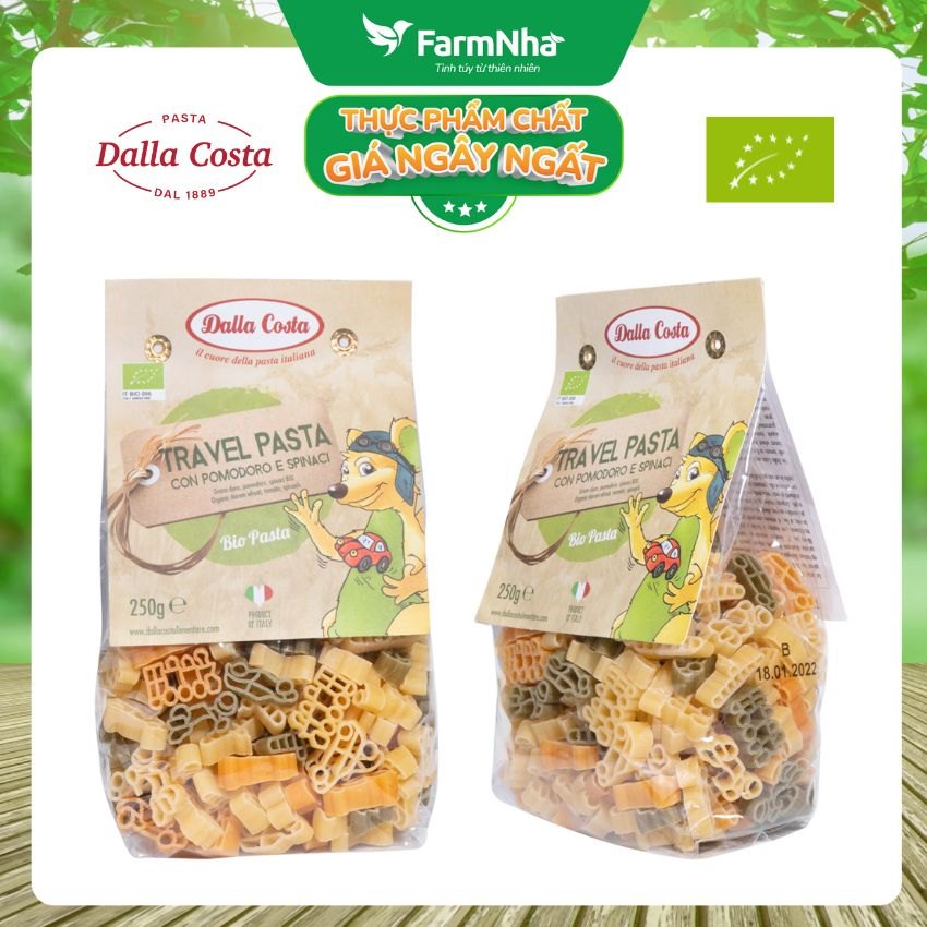 Nui Hữu Cơ Rau Củ Cho Bé Dalla Costa Hình Tàu Xe 250g - Dalla Costa Organic Baby Pasta Travel