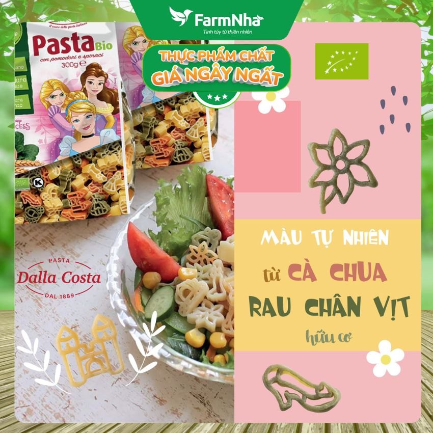 Nui Hữu Cơ Rau Củ Cho Bé Dalla Costa Hình Công Chúa DisNey 300g - Dalla Costa Organic Pasta Bio Disney Princess