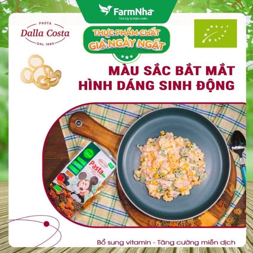 Nui Hữu Cơ Rau Củ Cho Bé Dalla Costa Hình Chuột Mickey 300g - Dalla Costa Organic Pasta Bio Mickey Mouse