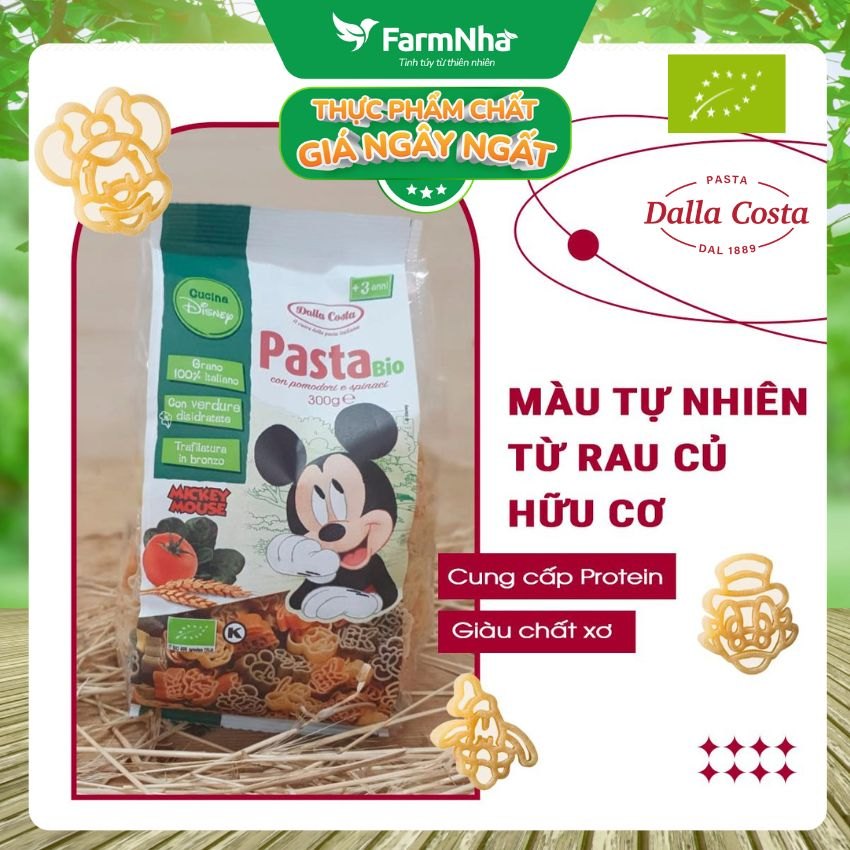 Nui Hữu Cơ Rau Củ Cho Bé Dalla Costa Hình Chuột Mickey 300g - Dalla Costa Organic Pasta Bio Mickey Mouse