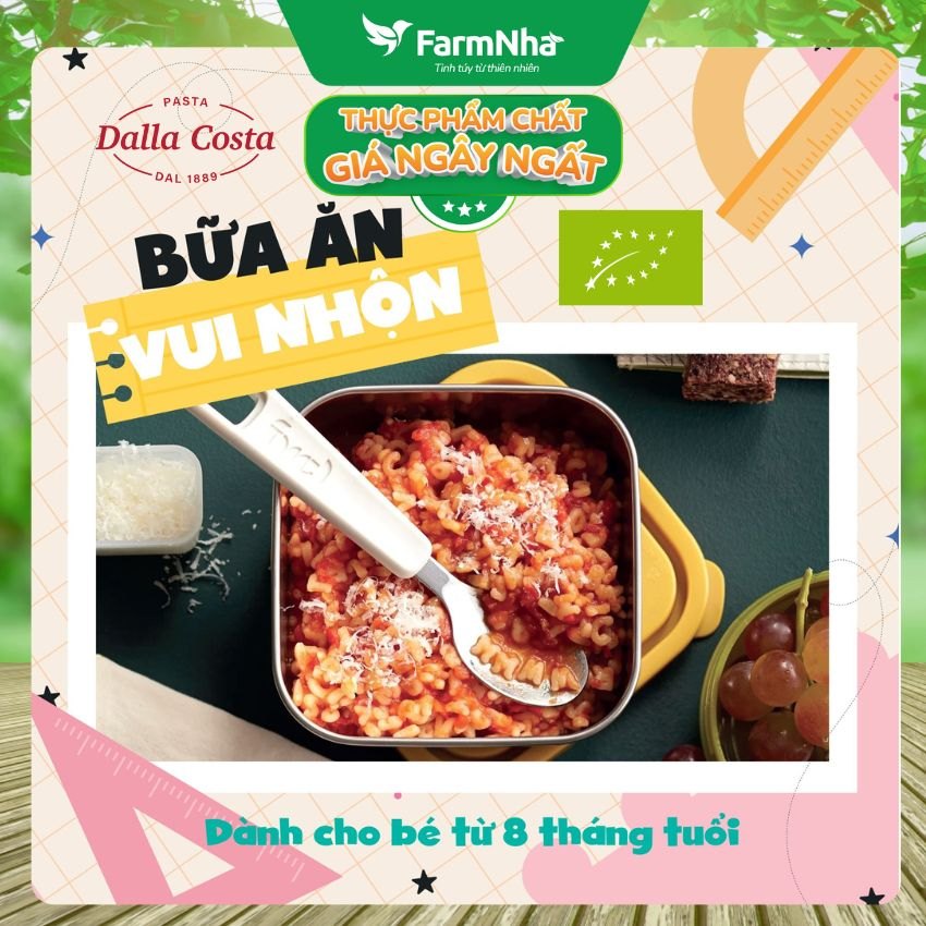 Nui Hữu Cơ Rau Củ Cho Bé Dalla Costa Hình Chữ 200g - Organic Baby Pasta Alphabet (từ 08 tháng tuổi)