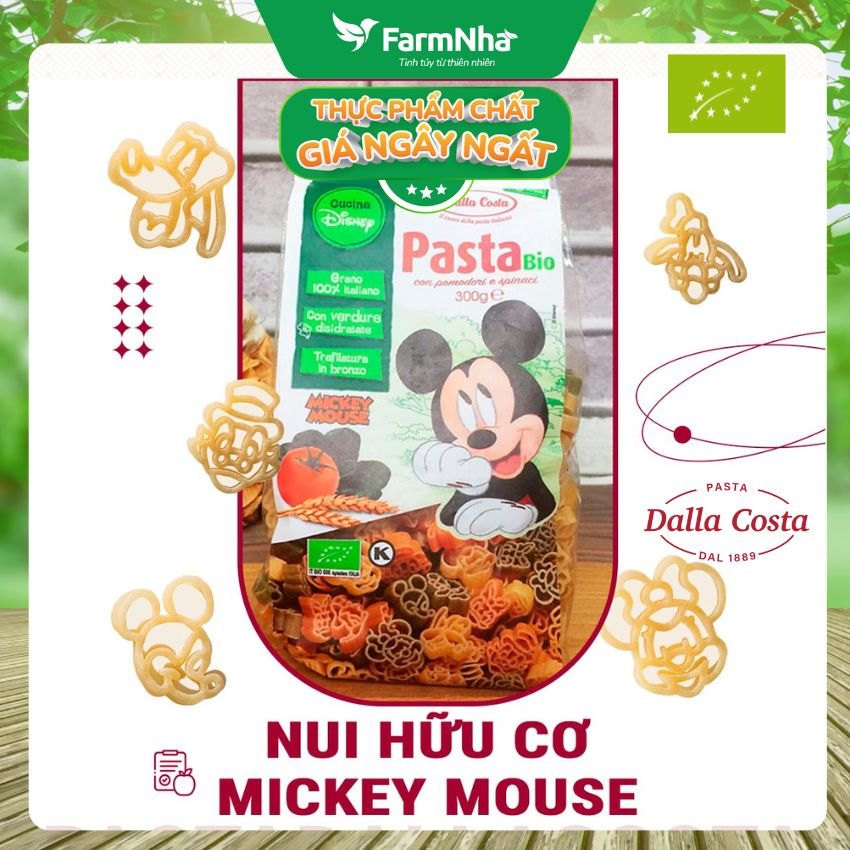 Nui Hữu Cơ Rau Củ Cho Bé Dalla Costa Hình Chuột Mickey 300g - Dalla Costa Organic Pasta Bio Mickey Mouse