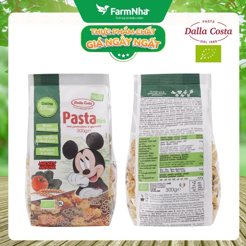 Nui Hữu Cơ Rau Củ Cho Bé Dalla Costa Hình Chuột Mickey 300g - Dalla Costa Organic Pasta Bio Mickey Mouse