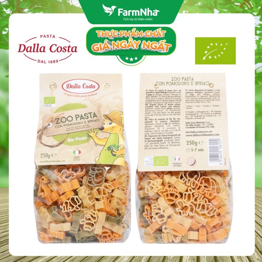 Nui Hữu Cơ Rau Củ Cho Bé Dalla Costa Hình Thú 250g - Dalla Costa Organic Baby Pasta Zoo