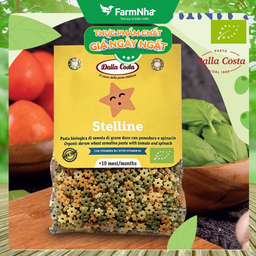 Nui Hữu Cơ Rau Củ Cho Bé Dalla Costa Hình Sao 200g - Dalla Costa Organic Baby Pasta Stelline