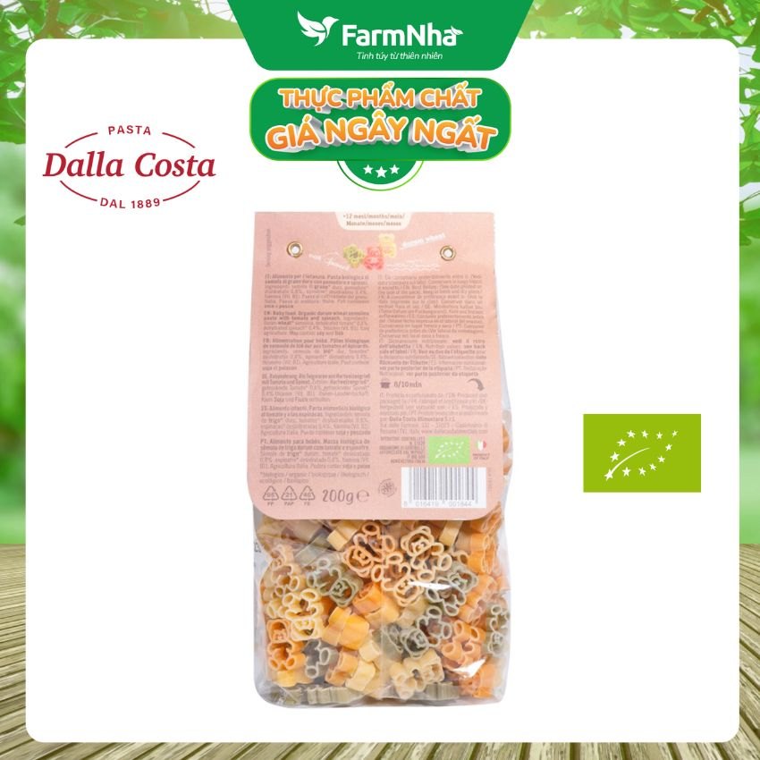 Nui Hữu Cơ Rau Củ Cho Bé Dalla Costa Hình Gấu 200g - Dalla Costa Organic Baby Pasta Teddy