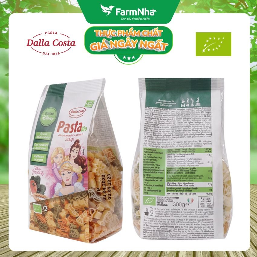 Nui Hữu Cơ Rau Củ Cho Bé Dalla Costa Hình Công Chúa DisNey 300g - Dalla Costa Organic Pasta Bio Disney Princess