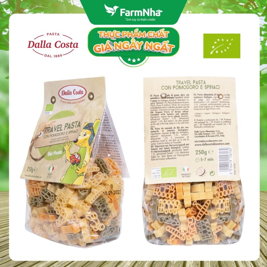 Nui Hữu Cơ Rau Củ Cho Bé Dalla Costa Hình Tàu Xe 250g - Dalla Costa Organic Baby Pasta Travel