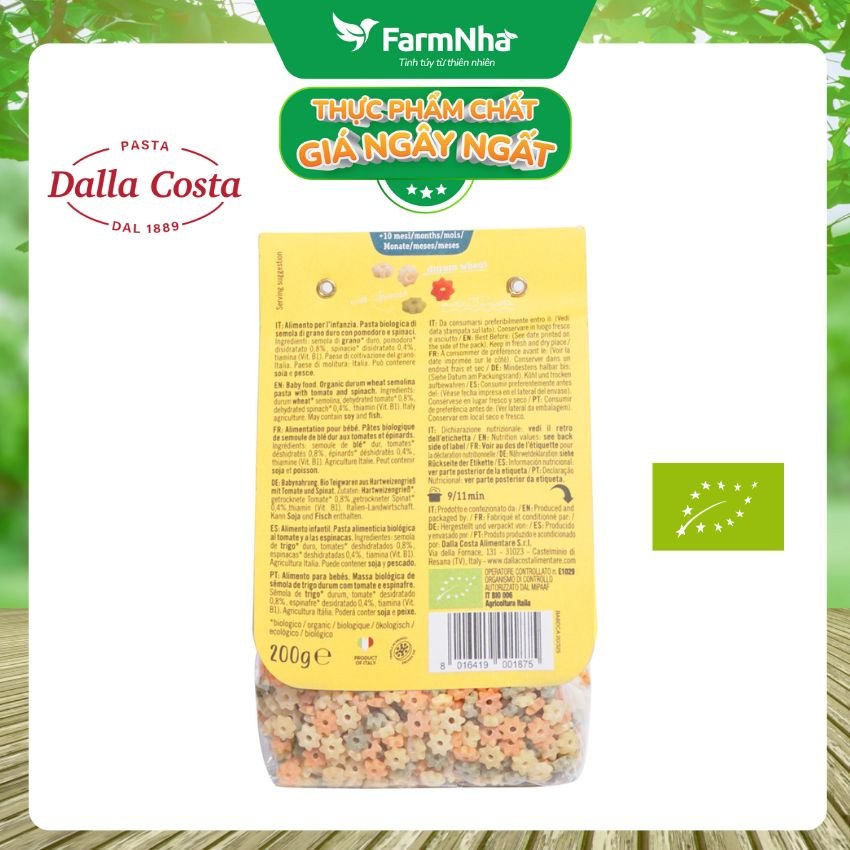 Nui Hữu Cơ Rau Củ Cho Bé Dalla Costa Hình Sao 200g - Dalla Costa Organic Baby Pasta Stelline