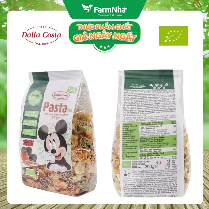 Nui Hữu Cơ Rau Củ Cho Bé Dalla Costa Hình Chuột Mickey 300g - Dalla Costa Organic Pasta Bio Mickey Mouse