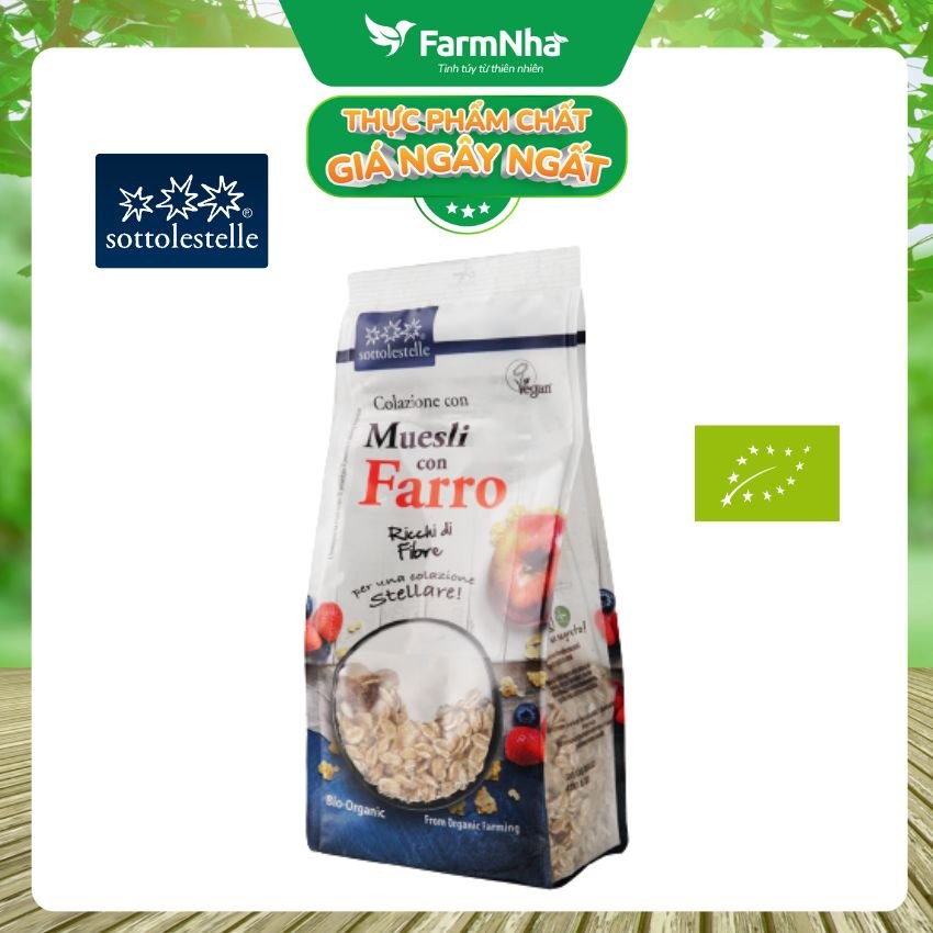 Ngũ cốc Muesli nho khô hữu cơ 350g Sottolestelle Organic Muesli con Farro Raisins - Sự Lựa Chọn Sức Khỏe Từ Tự Nhiên