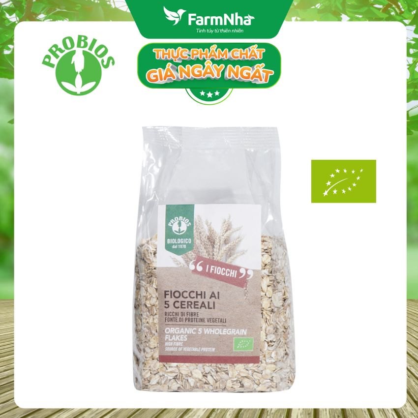 Ngũ Cốc Hỗn Hợp 5 Loại Hạt Hữu Cơ Cán Dẹp 500g ProBios Organic 5 WholeGrain Flakes - Lựa Chọn Sức Khỏe Từ Tự Nhiên