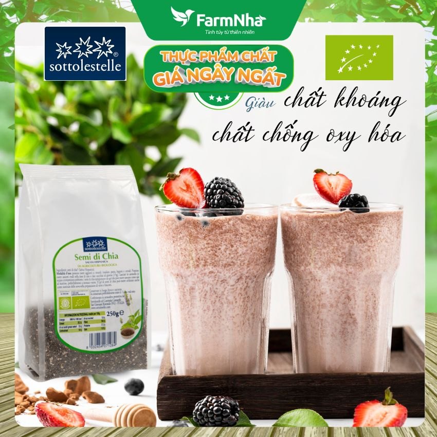 Hạt Chia hữu cơ 250g Sottolestelle Organic Chia Seeds - Dồi dào Omega 3, canxi cùng các vitamin và khoáng chất quý giá