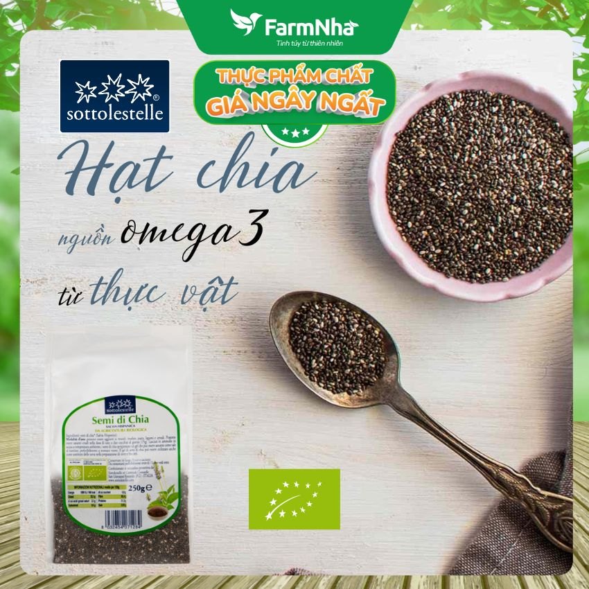 Hạt Chia hữu cơ 250g Sottolestelle Organic Chia Seeds - Dồi dào Omega 3, canxi cùng các vitamin và khoáng chất quý giá