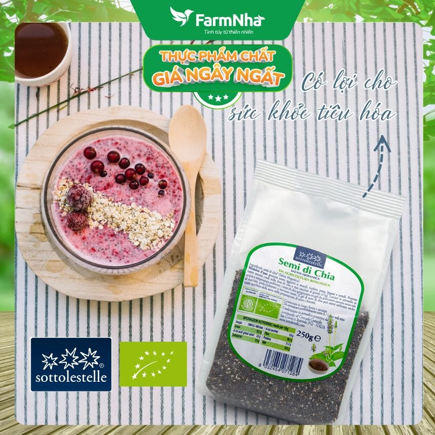 Hạt Chia hữu cơ 250g Sottolestelle Organic Chia Seeds - Dồi dào Omega 3, canxi cùng các vitamin và khoáng chất quý giá