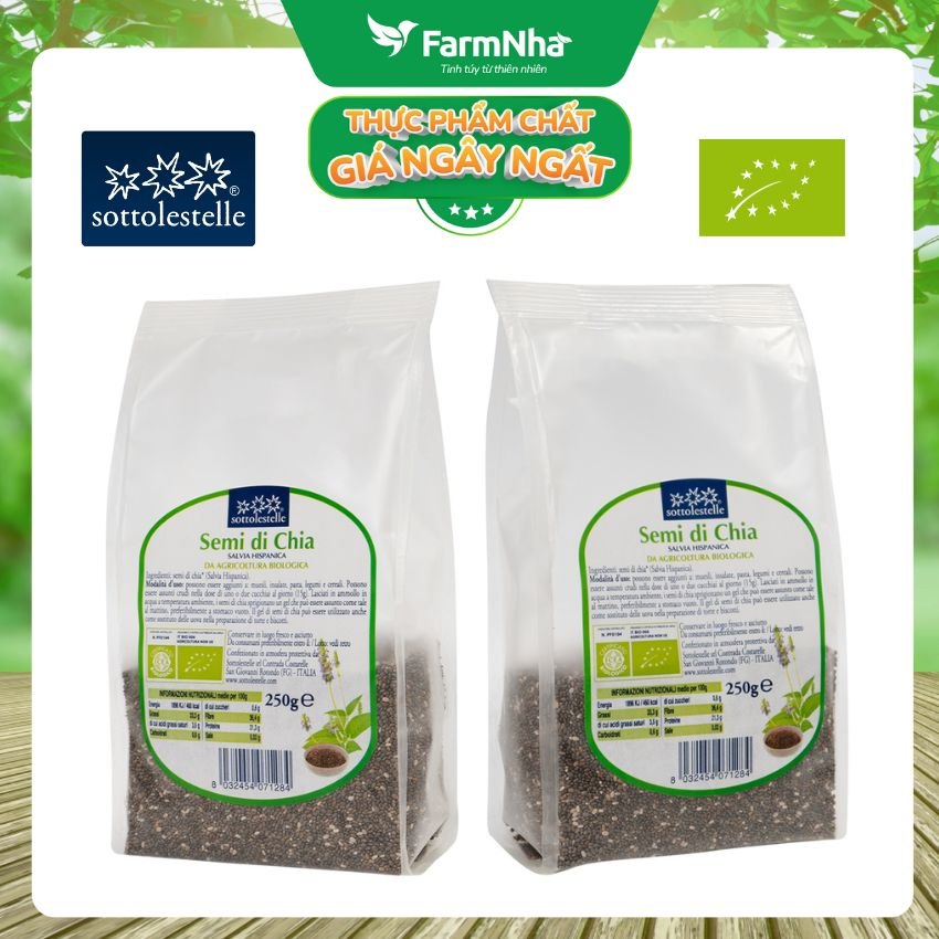 Hạt Chia hữu cơ 250g Sottolestelle Organic Chia Seeds - Dồi dào Omega 3, canxi cùng các vitamin và khoáng chất quý giá