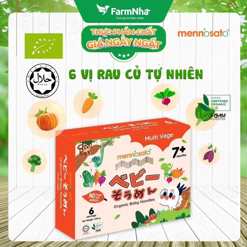 Mì Rau Củ Hữu Cơ Mennosato Ăn Dặm Hỗn Hợp 6 Vị 240g - Chất Lượng Nhật Bản Cho Bé từ 7 tháng tuổi