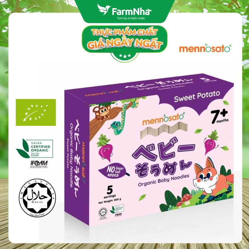 Mì Sợi Ăn Dặm Rau Củ Hữu Cơ Cho Bé Vị Khoai Lang 200g MenNoSato Organic Baby Noodles Sweet Potato