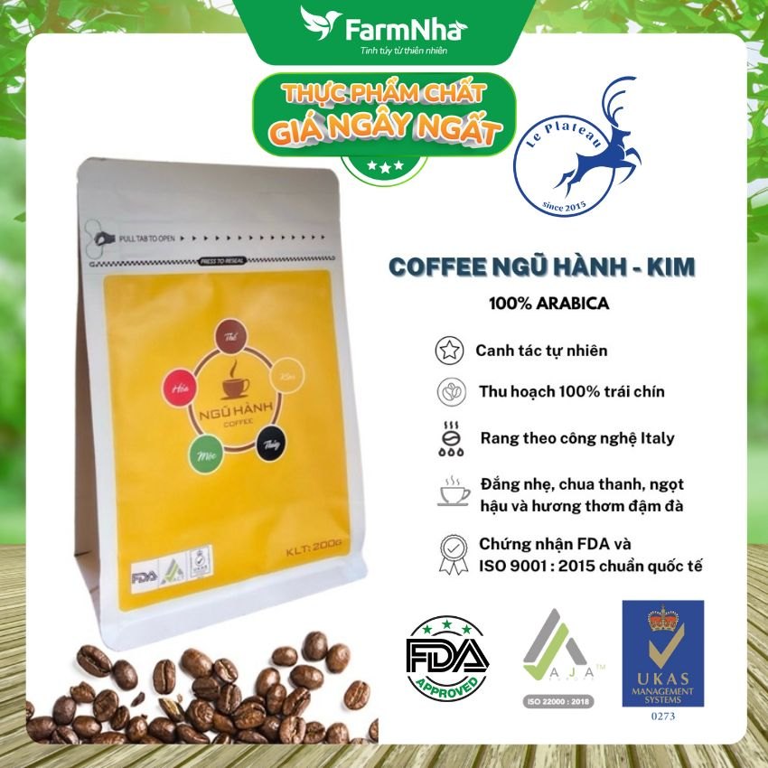 Coffee Ngũ Hành Le Plateau Kim 200gr pha Phin - Arabica 100%