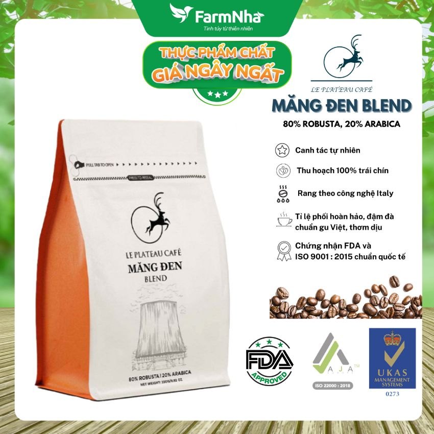 Coffee Măng Đen Blend Le Plateau 250gr Nguyên Hạt 20% Arabica, 80% Robusta - Chuẩn FDA Hoa Kỳ