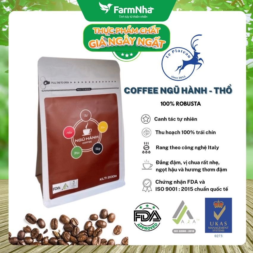 Coffee Ngũ Hành Le Plateau Thổ 200gr pha Phin - Robusta 100%