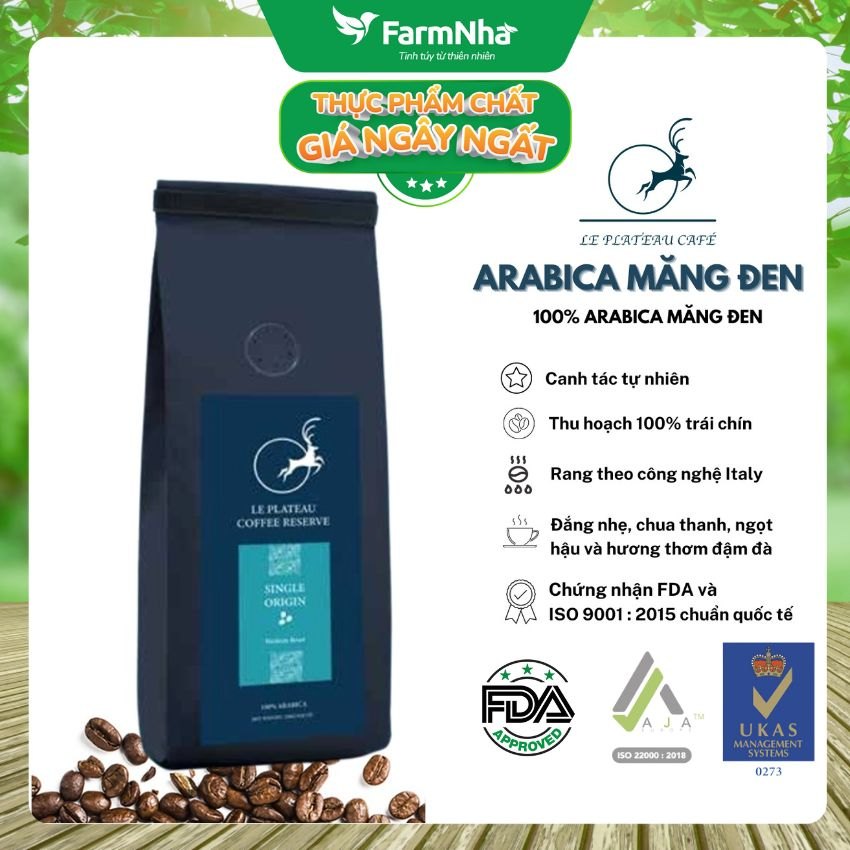 Coffee Arabica Du Viet Nam Le Plateau 250gr Nguyên Hạt 100% Arabica - Chuẩn Xuất Khẩu FDA Hoa Kỳ