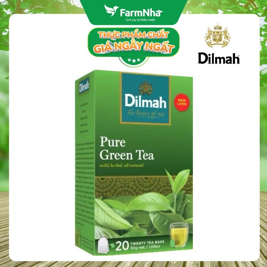 Trà Dilmah Pure Green Tea All Natural 30g 20 túi x 1,5gr Trà xanh tinh khiết - Tinh hoa trà Sri Lanka