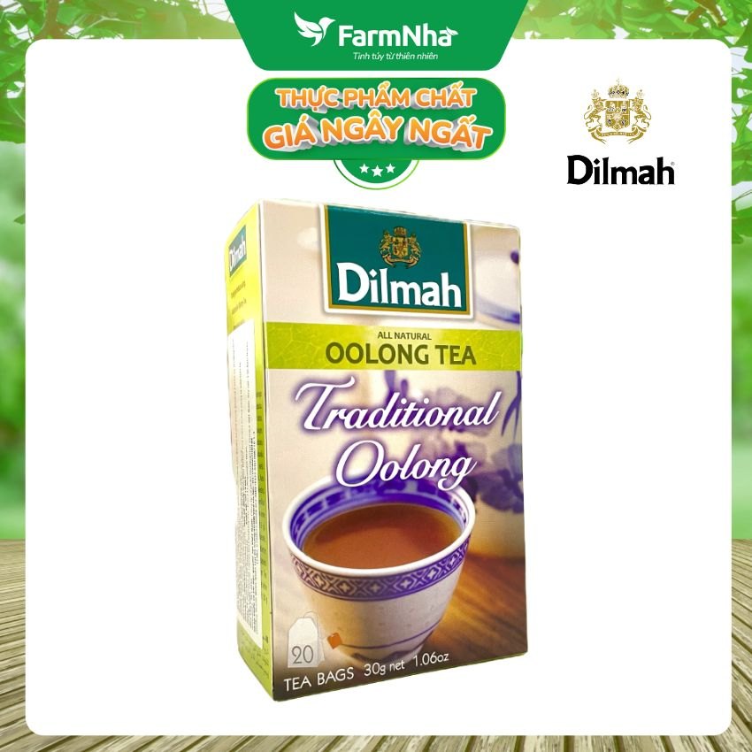 Trà Dilmah Traditional Oolong Tea All Natural 30g 20 túi lọc x 1.5gr Ô Long truyền thống - Tinh hoa trà Sri Lanka