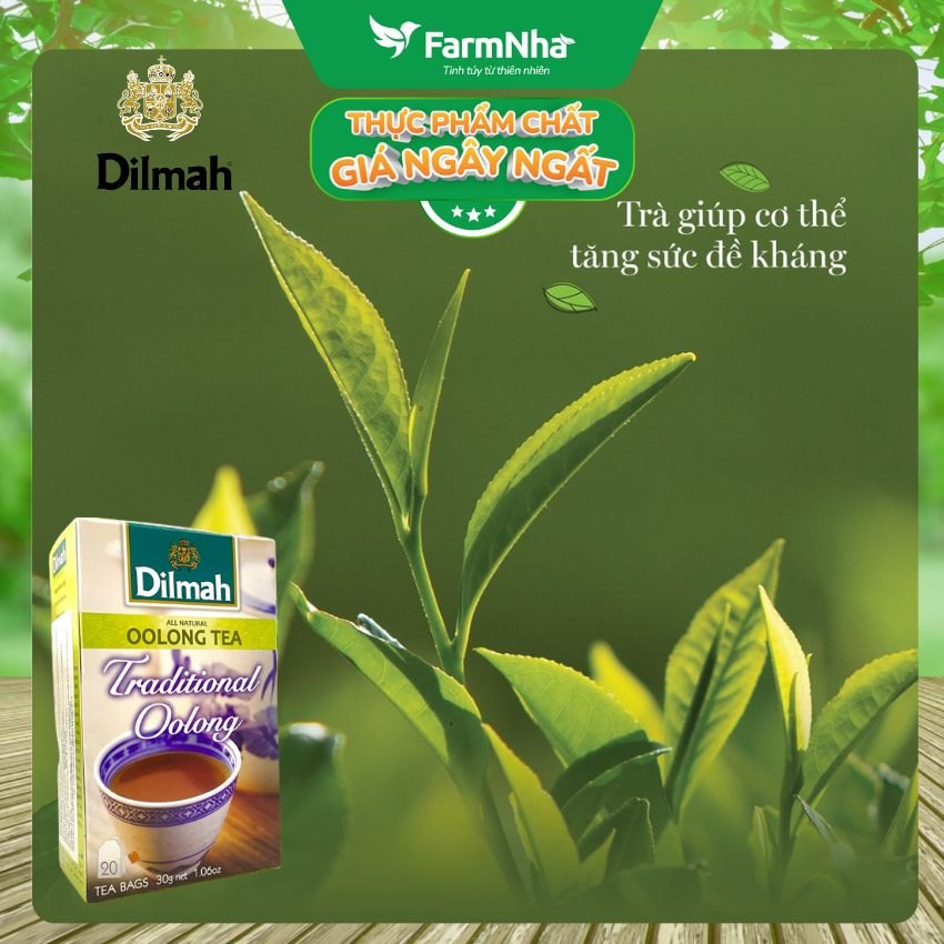 Trà Dilmah Traditional Oolong Tea All Natural 30g 20 túi lọc x 1.5gr Ô Long truyền thống - Tinh hoa trà Sri Lanka