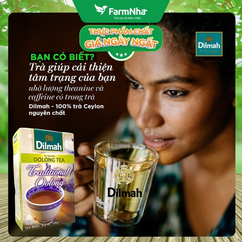 Trà Dilmah Traditional Oolong Tea All Natural 30g 20 túi lọc x 1.5gr Ô Long truyền thống - Tinh hoa trà Sri Lanka