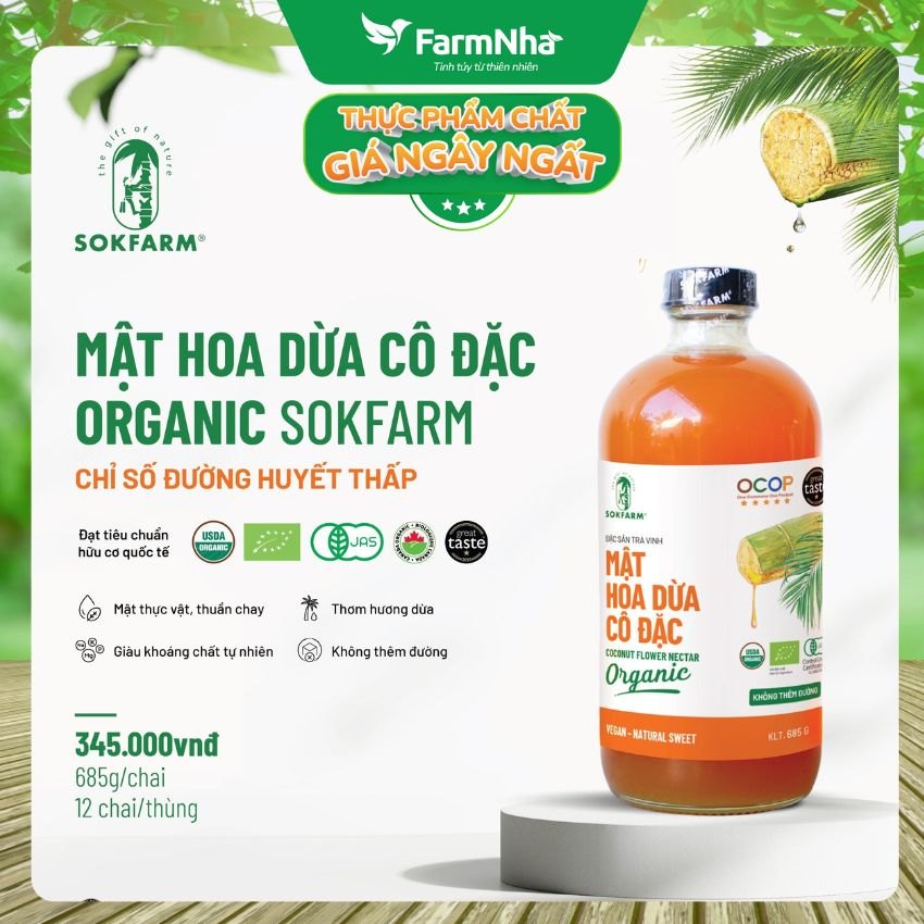 Mật hoa dừa Sokfarm 685gr - Bổ sung khoáng chất và kiểm soát đường huyết hiệu quả