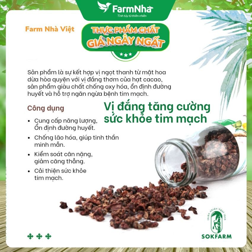 (Combo 2) Hạt cacao & Mật hoa dừa Sokfarm 75gr - Ổn Định Đường Huyết Giúp Cơ Thể Khỏe Mạnh